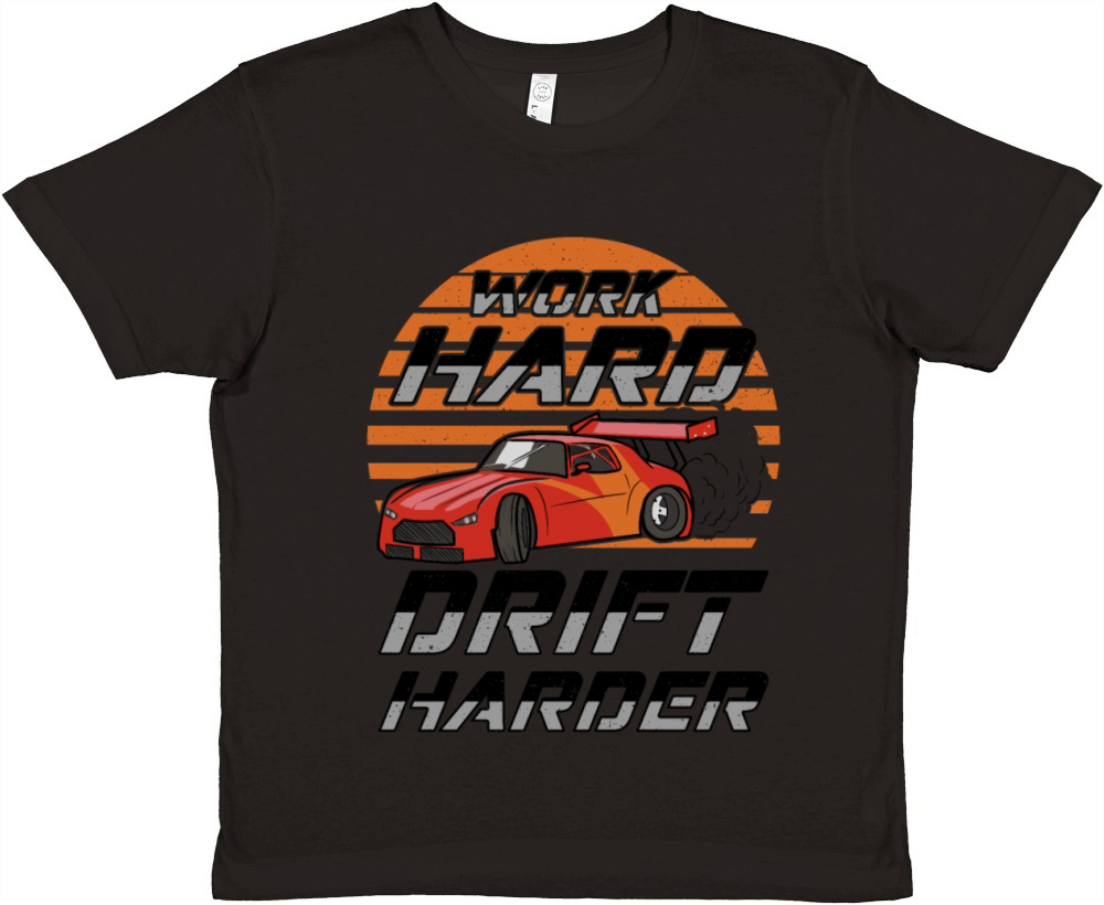 Work Hard Drift Harder JDM Car Premium Kids Crewneck T-shirt