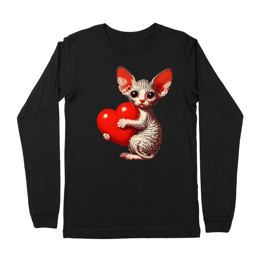 Cute Valentines Day Cornish Rex Cat With Heart Premium Long Sleeve