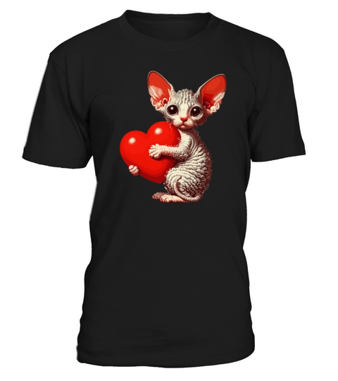 Cute Valentines Day Cornish Rex Cat With Heart T-Shirt Unisex