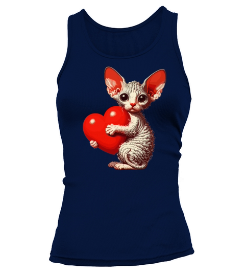 Cute Valentines Day Cornish Rex Cat With Heart Tank top Woman