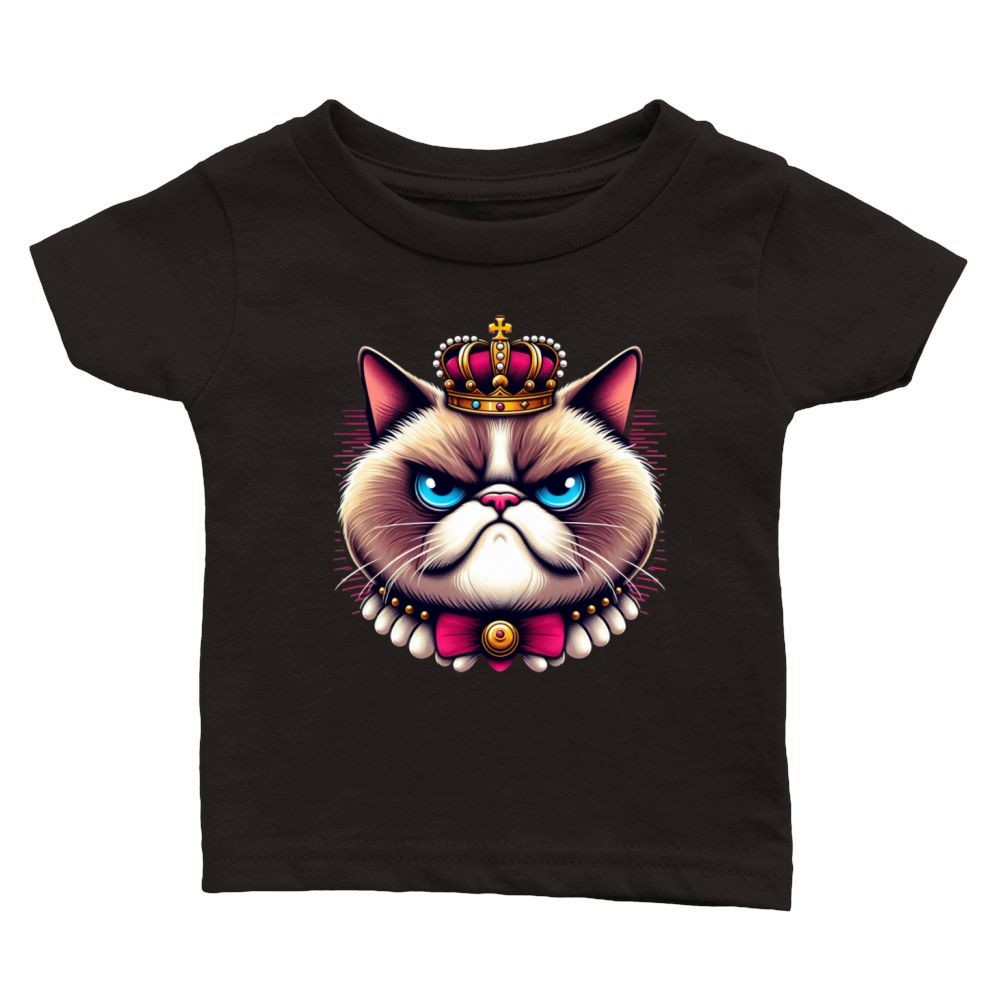 Grumpy Face Funny Cat Graphic for Men Women Boys Classic Baby Crewneck T-shirt