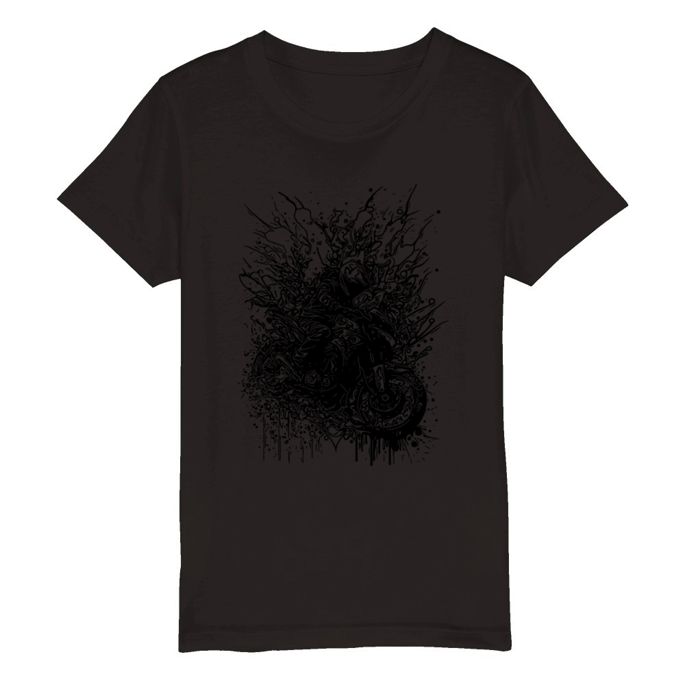 Motorcycle Splash Rider Style Off-road Ride Organic Kids Crewneck T-shirt