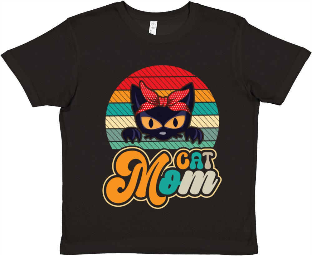 Funny Cat Mom Women Retro Vintage Black Cats Premium Kids Crewneck T-shirt