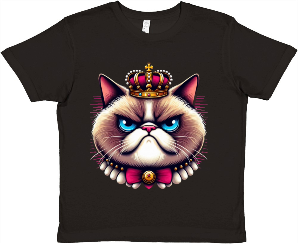 Grumpy Face Funny Cat Graphic for Men Women Boys Premium Kids Crewneck T-shirt