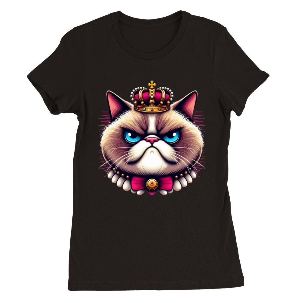 Grumpy Face Funny Cat Graphic for Men Women Boys Premium Womens Crewneck T-shirt