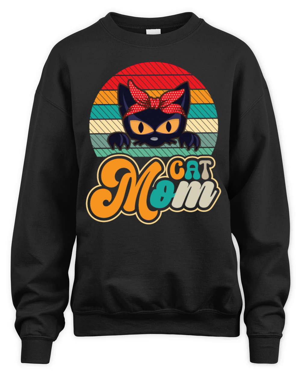 Funny Cat Mom Women Retro Vintage Black Cats Unisex Premium Crewneck Sweatshirt