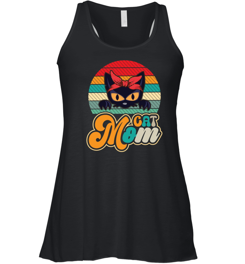 Funny Cat Mom Women Retro Vintage Black Cats Women's Flowy Tank Top