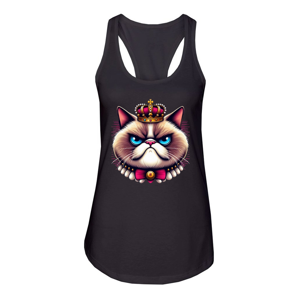 Grumpy Face Funny Cat Graphic for Men Women Boys Women's Racerback Tank
