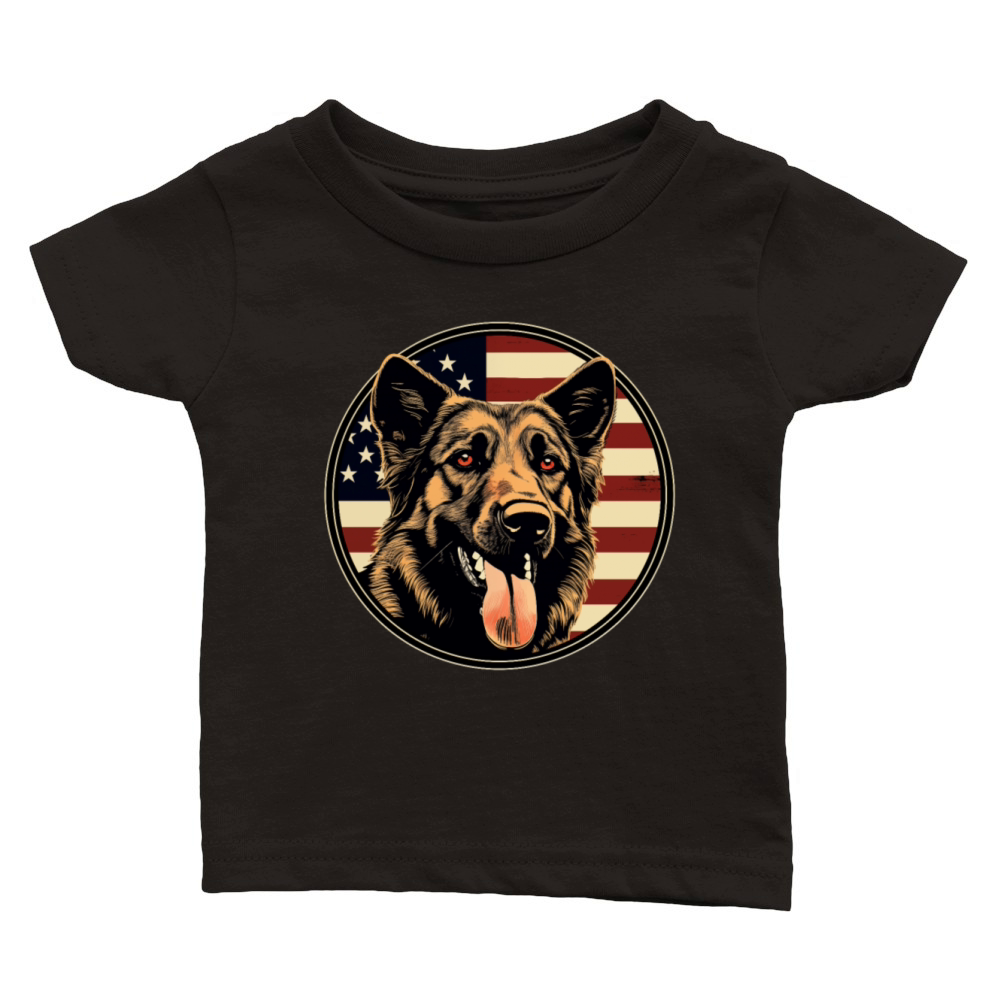German Shepherd Funny Dog Vintage Retro American Classic Baby Crewneck T-shirt
