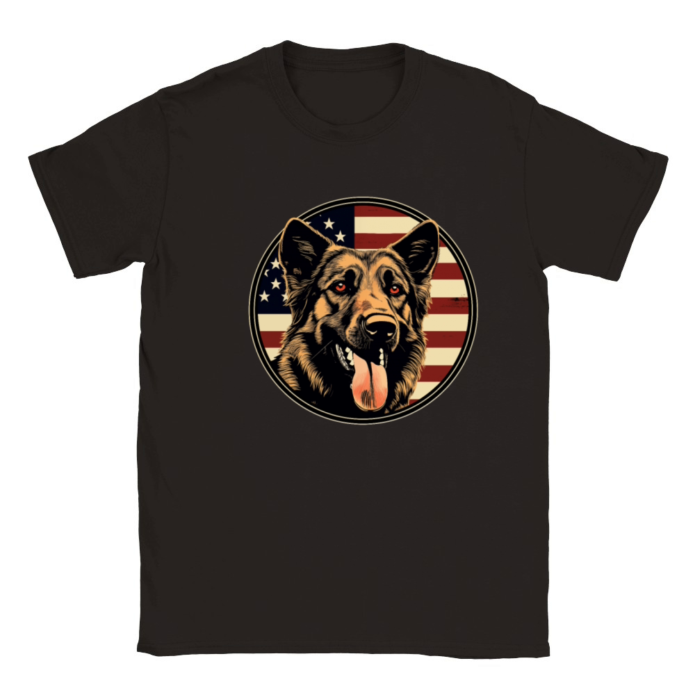 German Shepherd Funny Dog Vintage Retro American Classic Kids Crewneck T-shirt