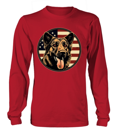 German Shepherd Funny Dog Vintage Retro American Long sleeved Unisex