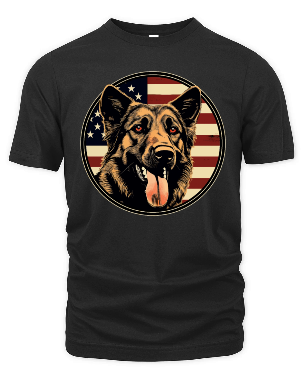 German Shepherd Funny Dog Vintage Retro American Organic Unisex T-shirt