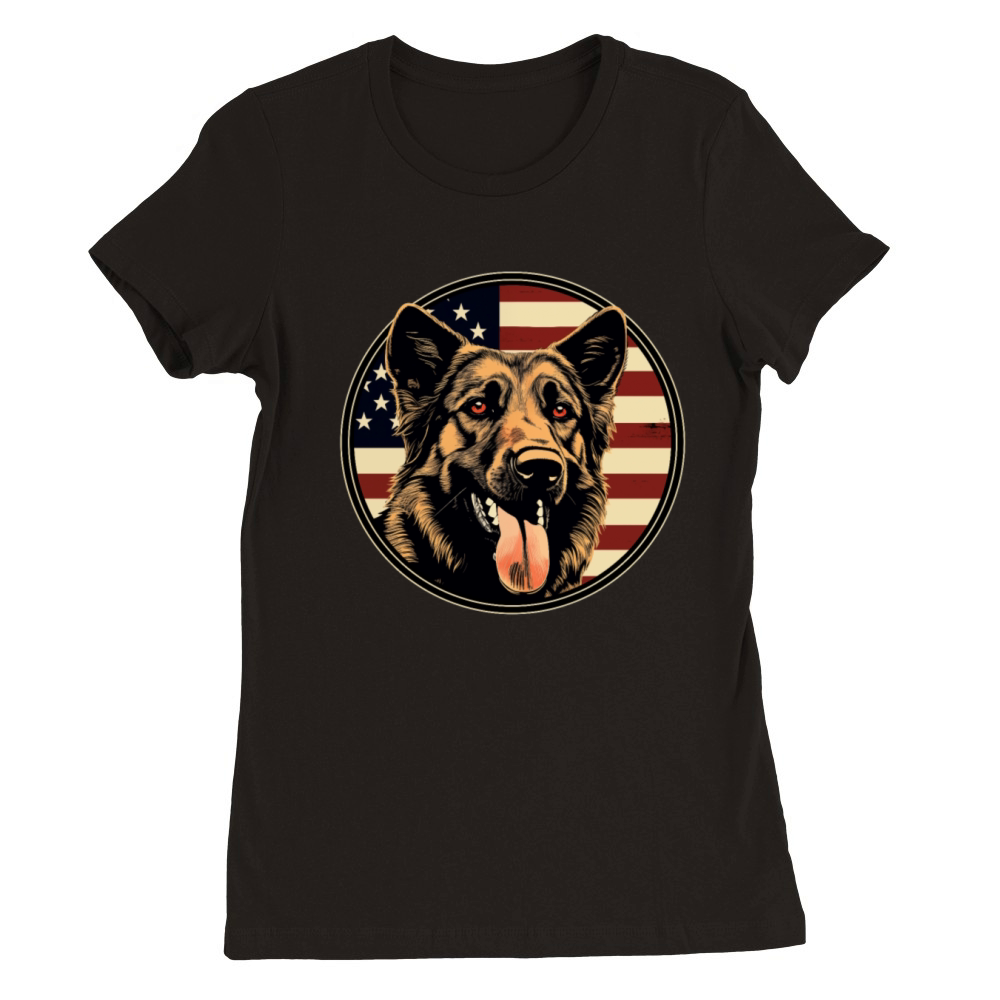 German Shepherd Funny Dog Vintage Retro American Premium Womens Crewneck T-shirt