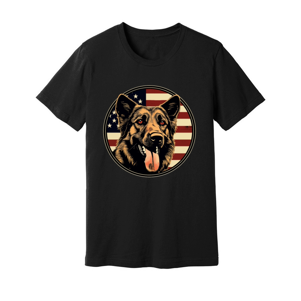 German Shepherd Funny Dog Vintage Retro American Unisex Jersey Tee