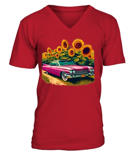 Pink cadillac V-Neck T-shirt
