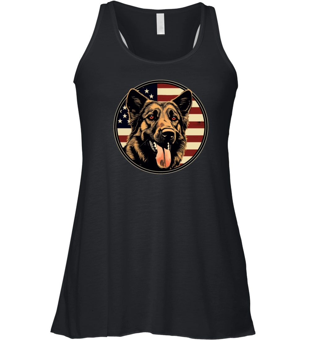German Shepherd Funny Dog Vintage Retro American Women's Flowy Tank Top