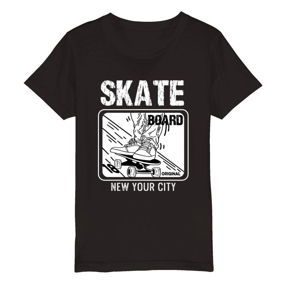 New York City Skateboarder Gift Organic Kids Crewneck T-shirt