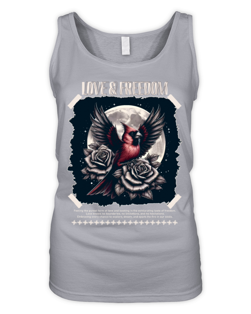 Cardinal Bird And Rose Flower Organic Women's Tank Top