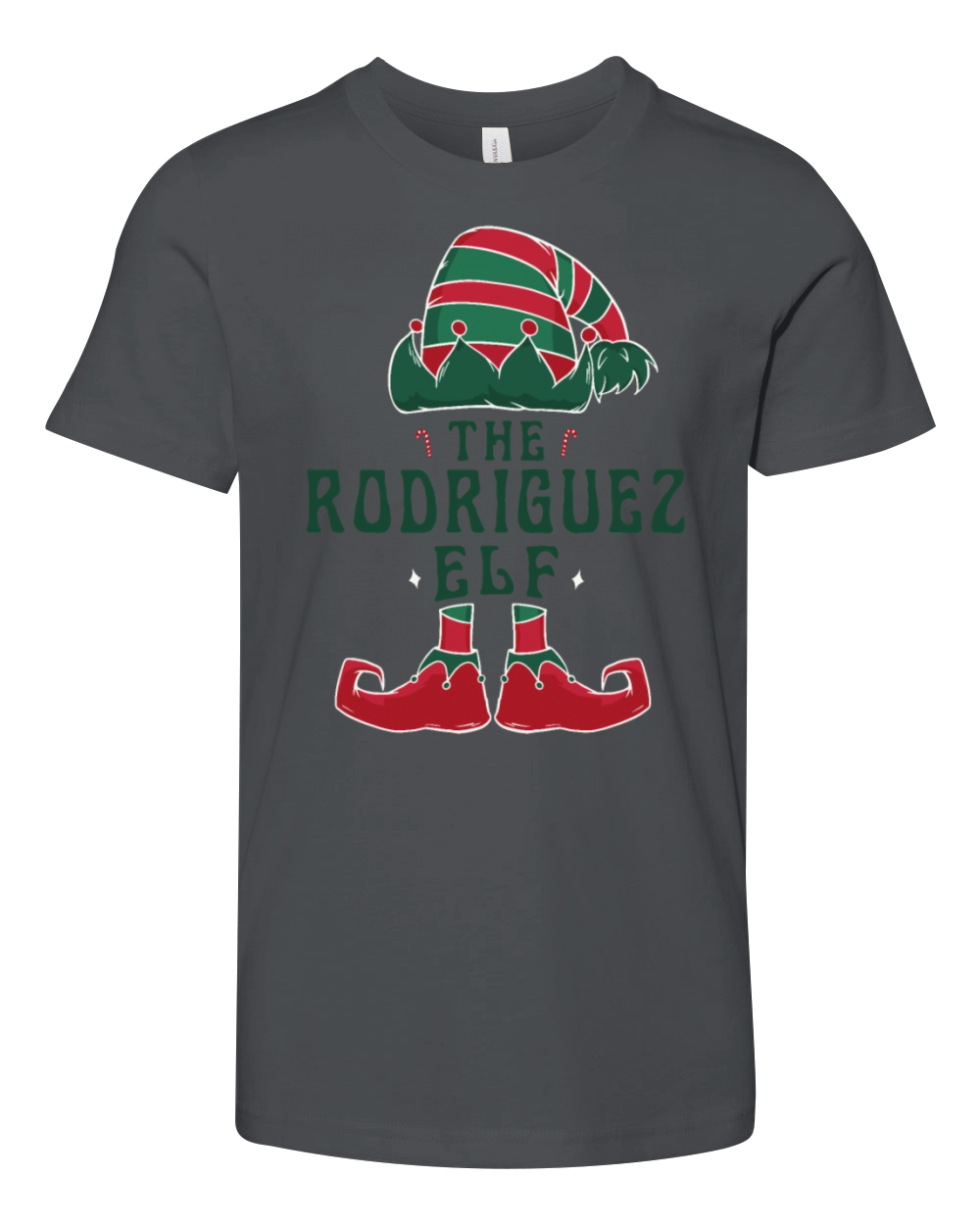 Rodriguez Elf Personalized Name Christmas Family Youth Unisex Jersey Tee
