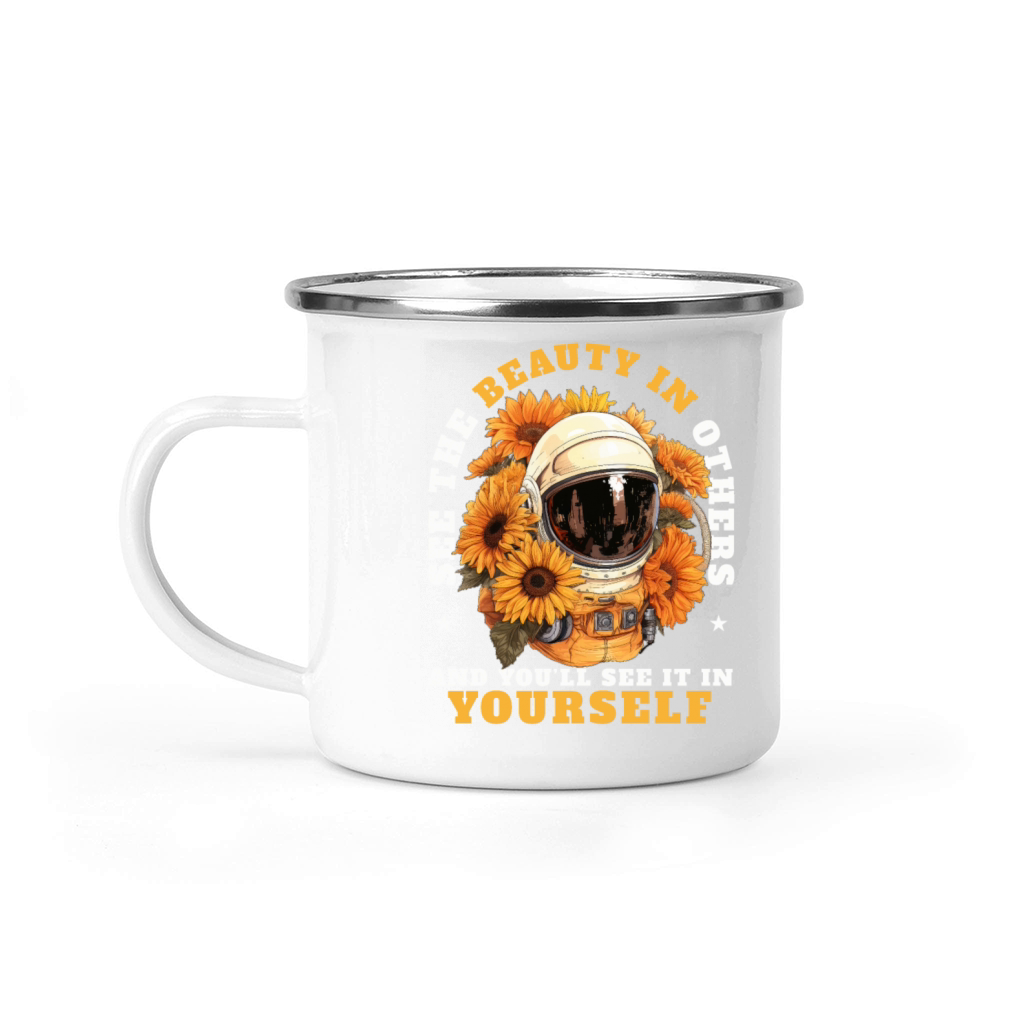 Motivational Optimism Quote Floral Astronaut Aesth Camping Mug
