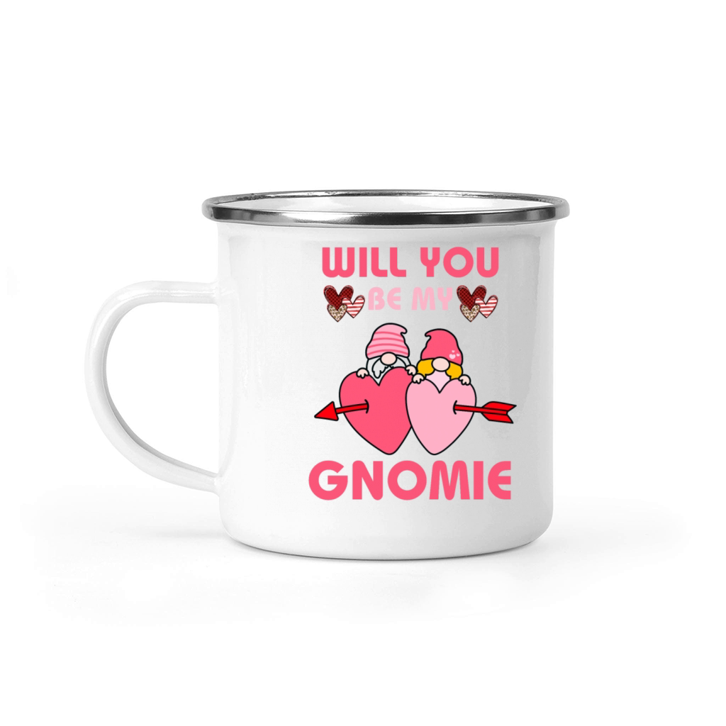 Will You Be My Gnomie Valentine Funny Quotes Camping Mug