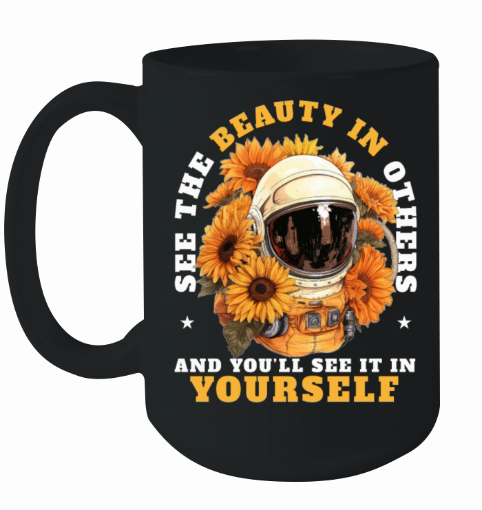 Motivational Optimism Quote Floral Astronaut Aesth Ceramic Mug