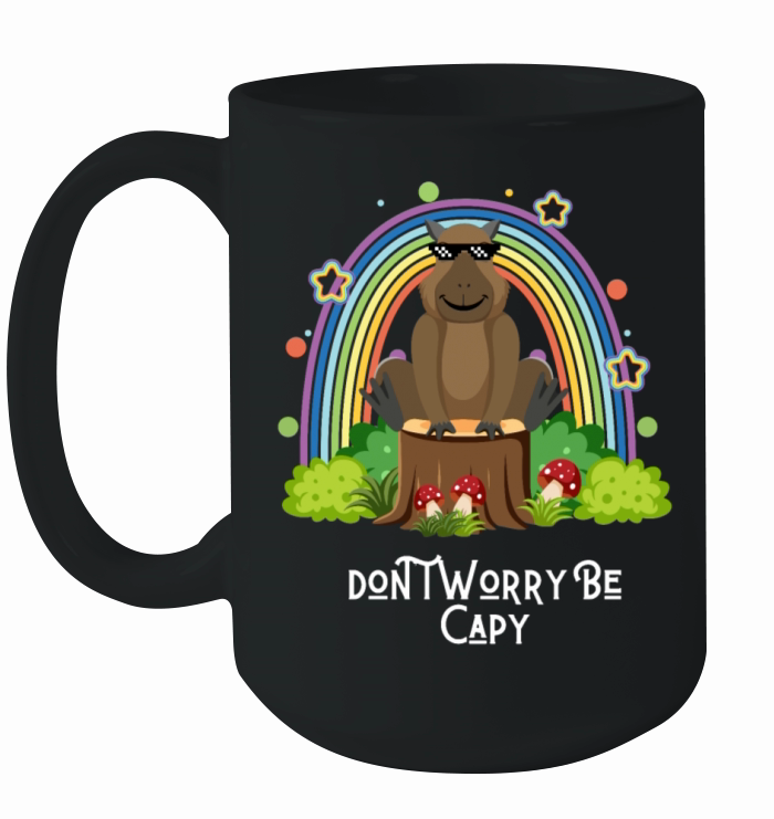 Retro Rodent Funny Capybara Dont Be Worry Be Capy Ceramic Mug