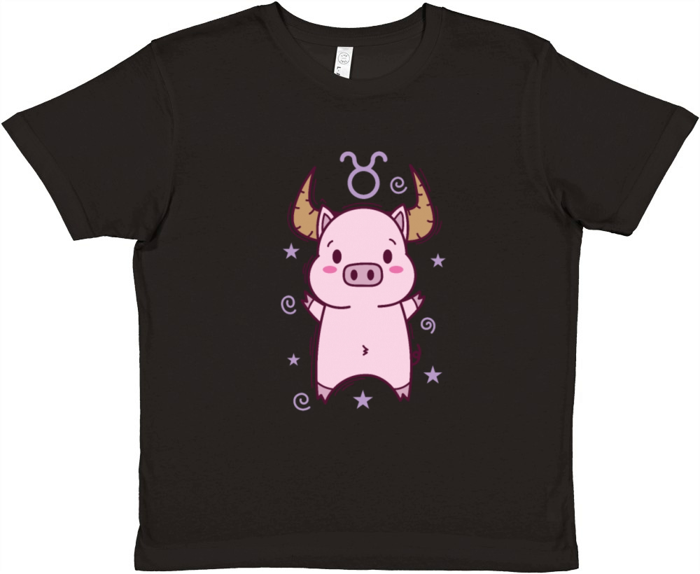 Taurus Zodiac Sign as a Piggy Horoscope Premium Kids Crewneck T-shirt