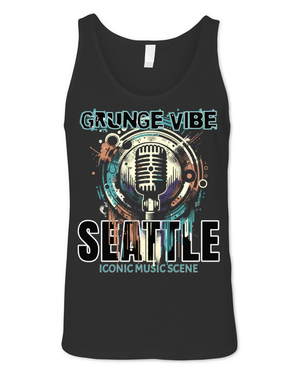 Grunge Vibe Seattle iconic music scene microphone Unisex Jersey Tank
