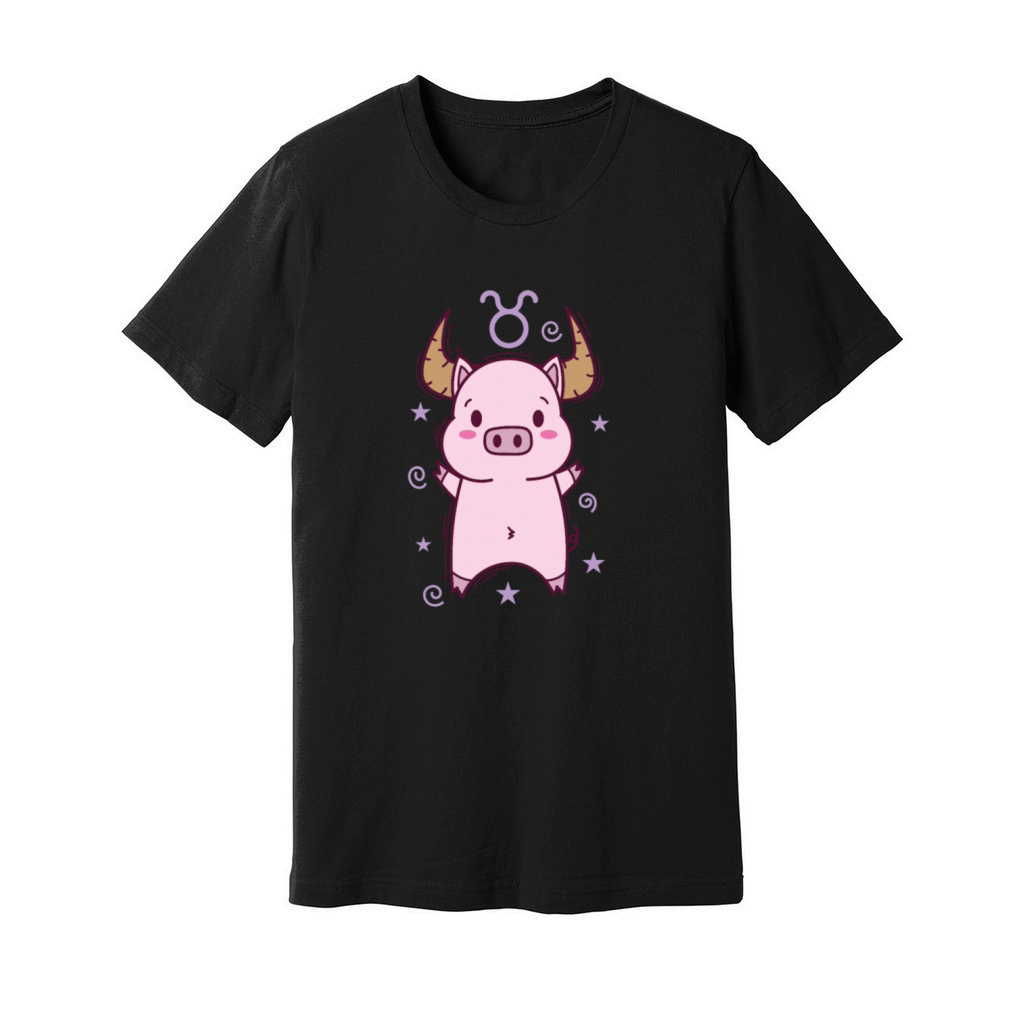Taurus Zodiac Sign as a Piggy Horoscope Unisex Jersey Tee