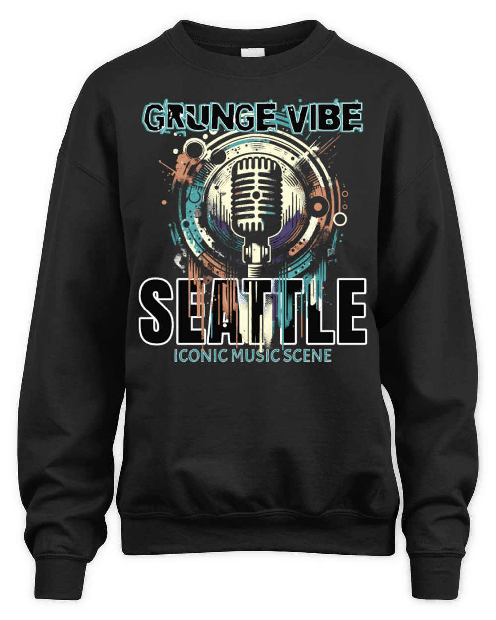 Grunge Vibe Seattle iconic music scene microphone Unisex Premium Crewneck Sweatshirt