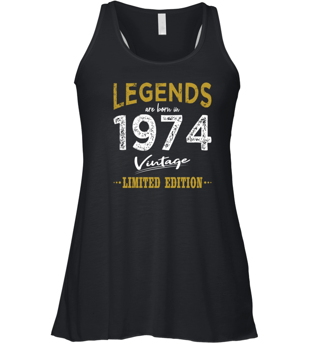 50th birthday vintage 1974 born in 1974 Women's Flowy Tank Top