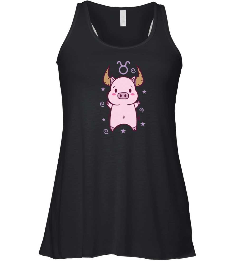 Taurus Zodiac Sign as a Piggy Horoscope Women's Flowy Tank Top