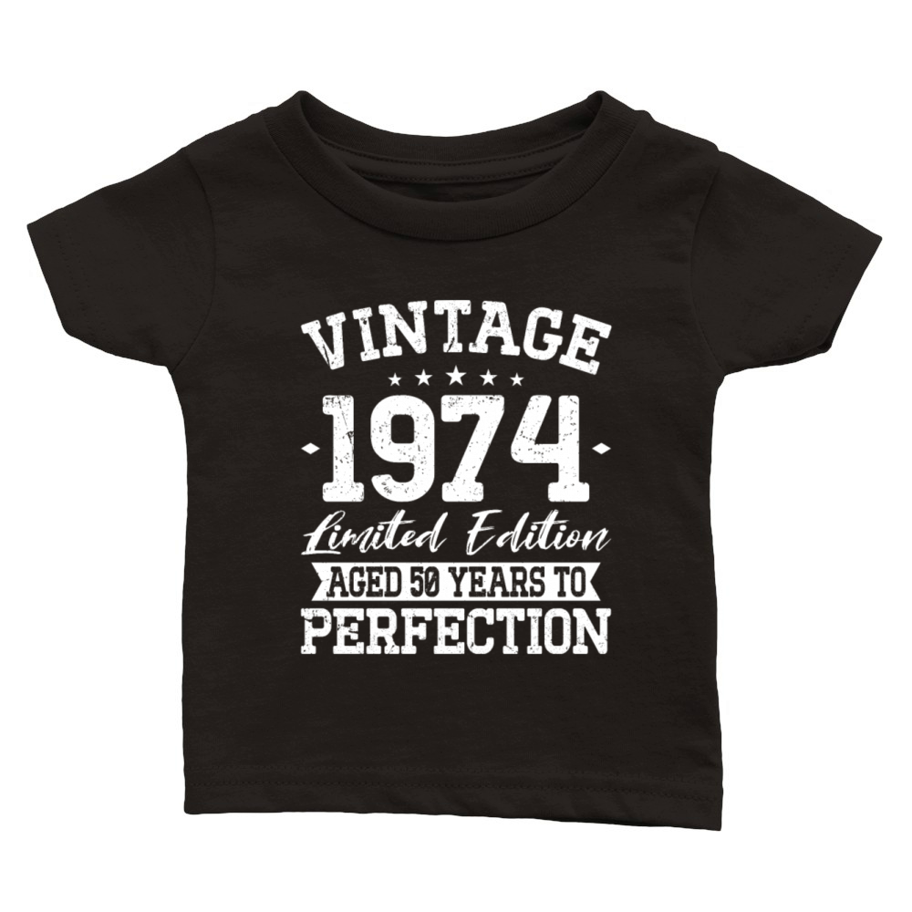 50th birthday vintage 1974 born in 1974 Classic Baby Crewneck T-shirt