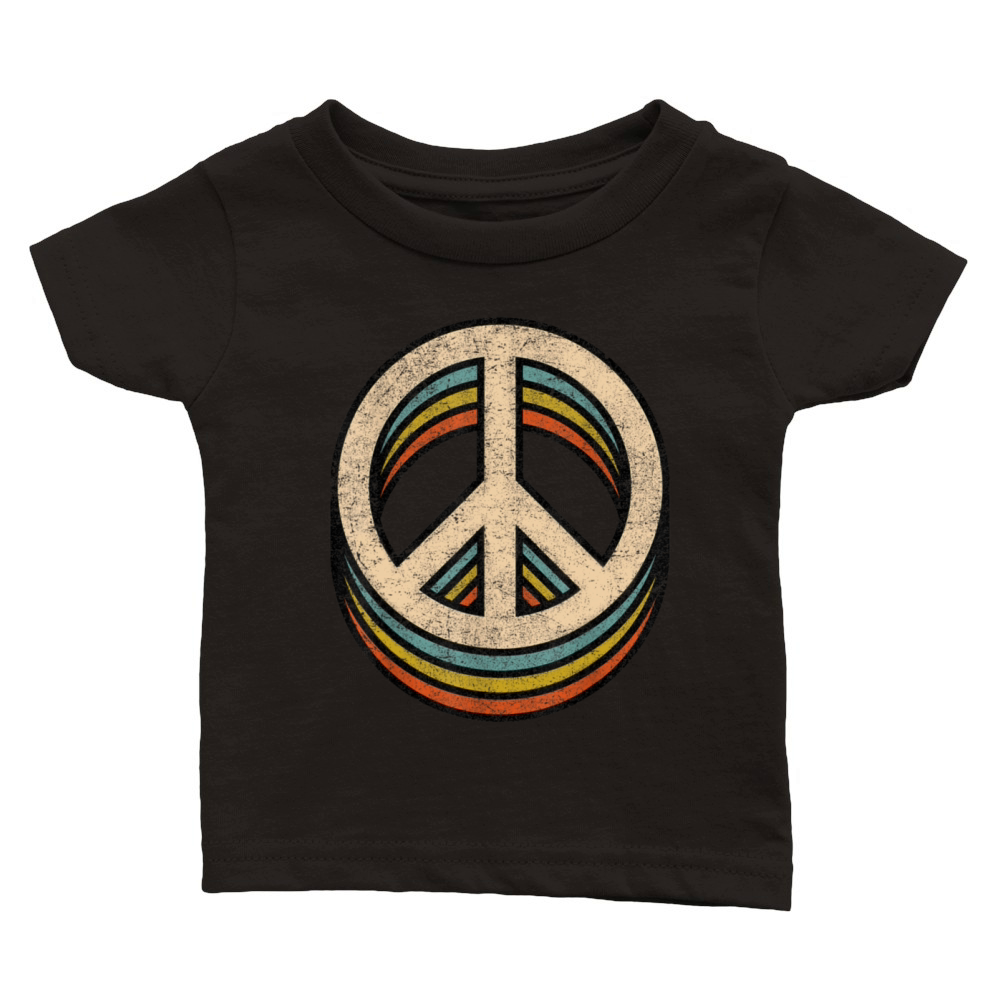 Peace Sign Cool Vintage 60s 70s 80s Women Men Classic Baby Crewneck T-shirt