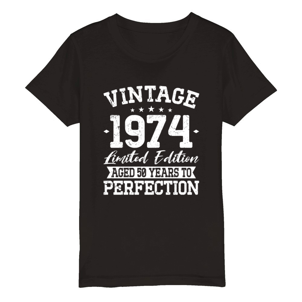 50th birthday vintage 1974 born in 1974 Organic Kids Crewneck T-shirt