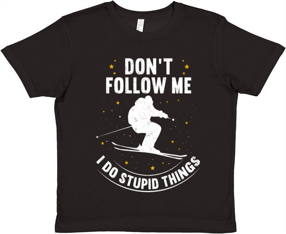 Funny Ski Quote Dont Follow Me Skiing Freestyle Premium Kids Crewneck T-shirt