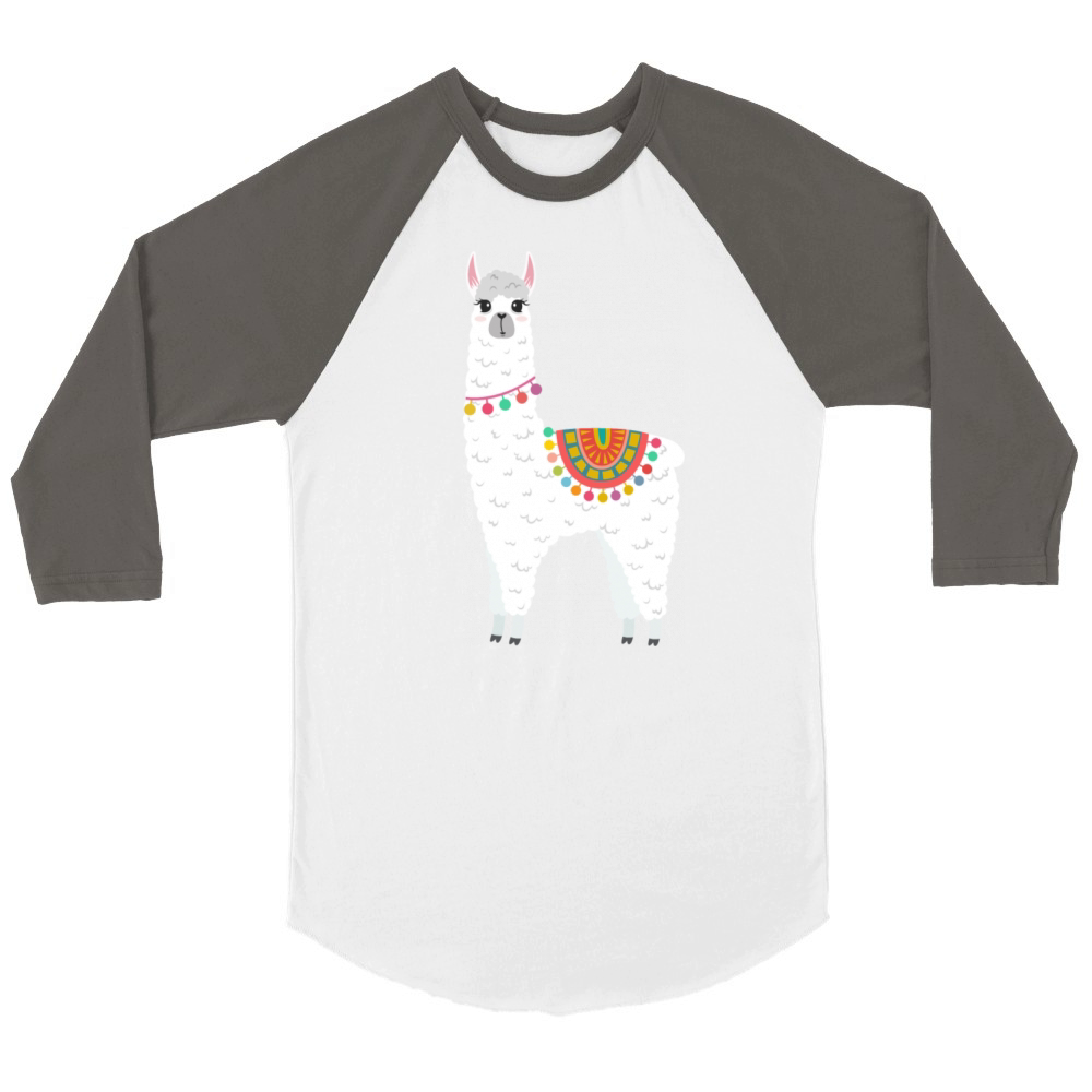 Cute Alpaca T-Shirt - Funny Animal Lover Tee Unisex ¾ sleeve Raglan T-shirt