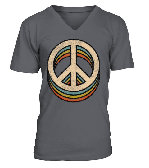 Peace Sign Cool Vintage 60s 70s 80s Women Men V-Neck T-shirt