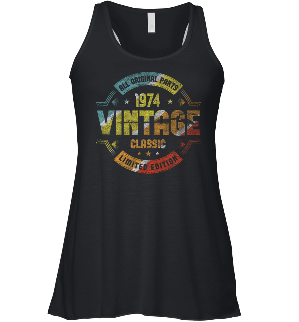 Vintage 1974 year of birth retro birthday gift Women's Flowy Tank Top