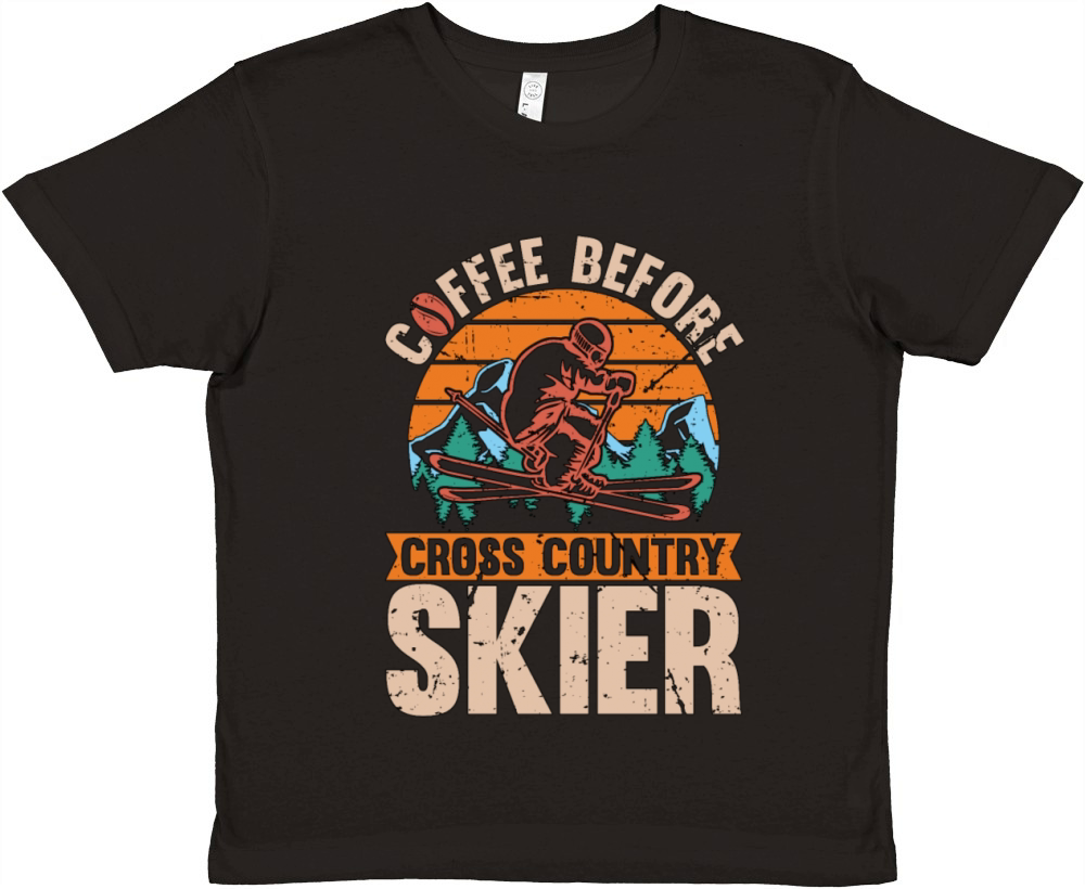 Cross Country Skier Coffee Loves Ski Coffee Lover Premium Kids Crewneck T-shirt