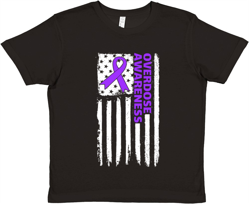 Overdose Awareness American Flag Overdose Premium Kids Crewneck T-shirt