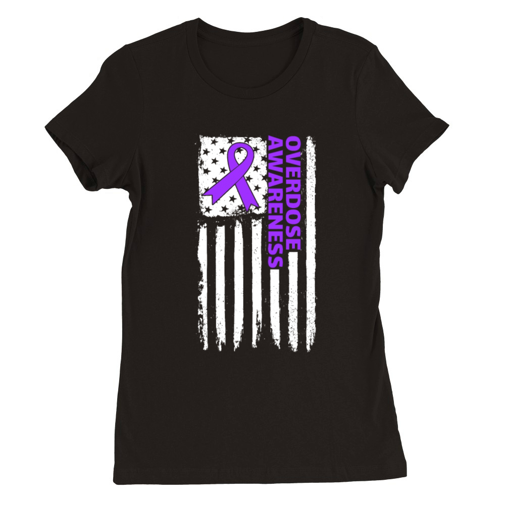 Overdose Awareness American Flag Overdose Premium Womens Crewneck T-shirt