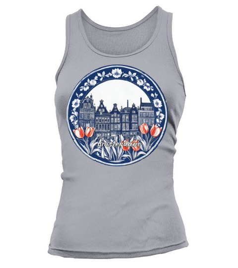 Amsterdam Houses Red Tulips Dutch Blue Tank top Woman