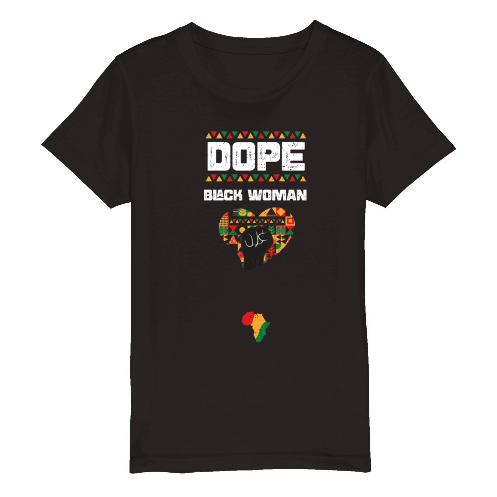 Dope Black Woman Organic Kids Crewneck T-shirt