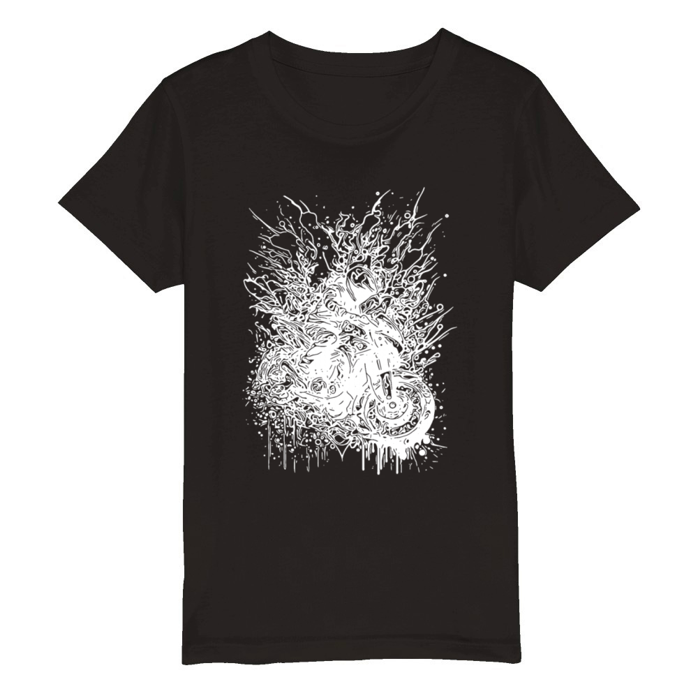 Motorcycle Splash Rider Style Off-road Ride Organic Kids Crewneck T-shirt