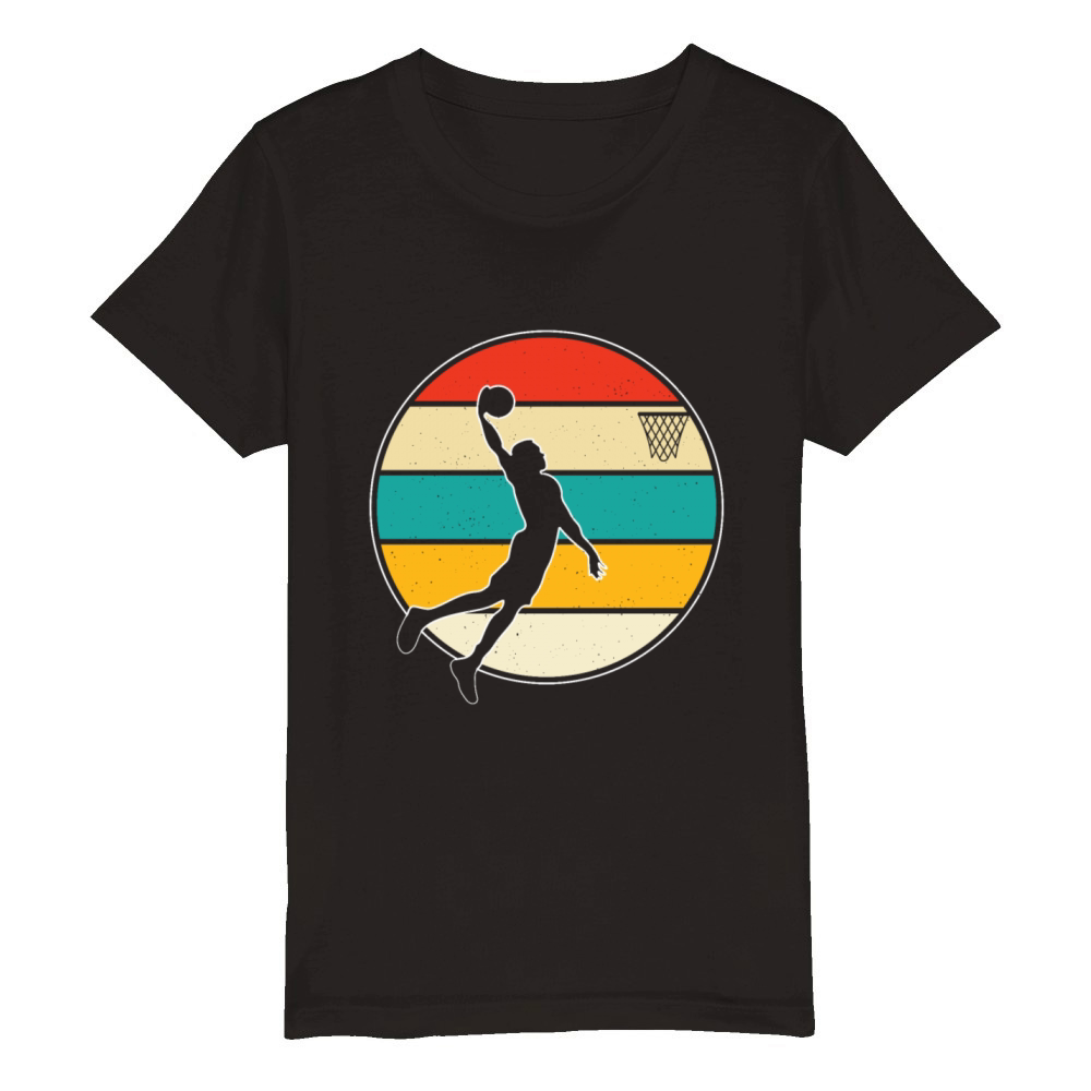 Retro Vintage Basketball Shirt Organic Kids Crewneck T-shirt