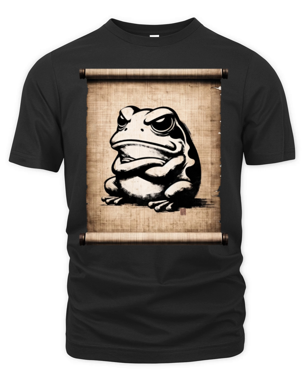 Classic Grumpy Frog Scenery Papyrus Scroll Organic Unisex T-shirt
