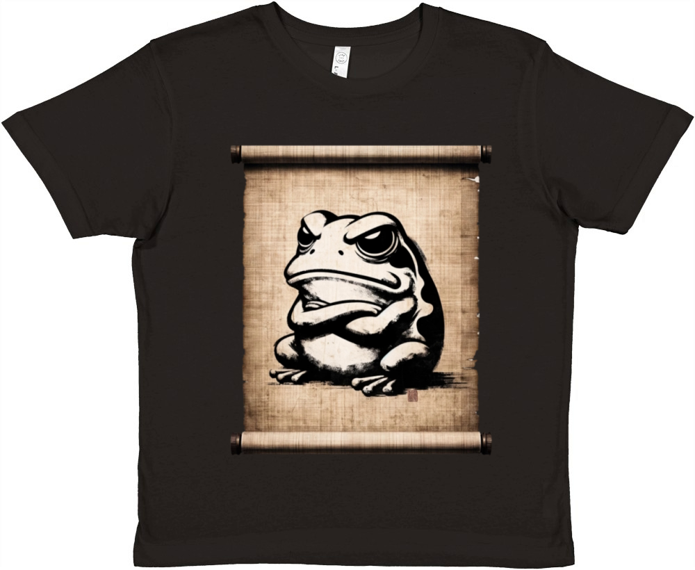 Classic Grumpy Frog Scenery Papyrus Scroll Premium Kids Crewneck T-shirt