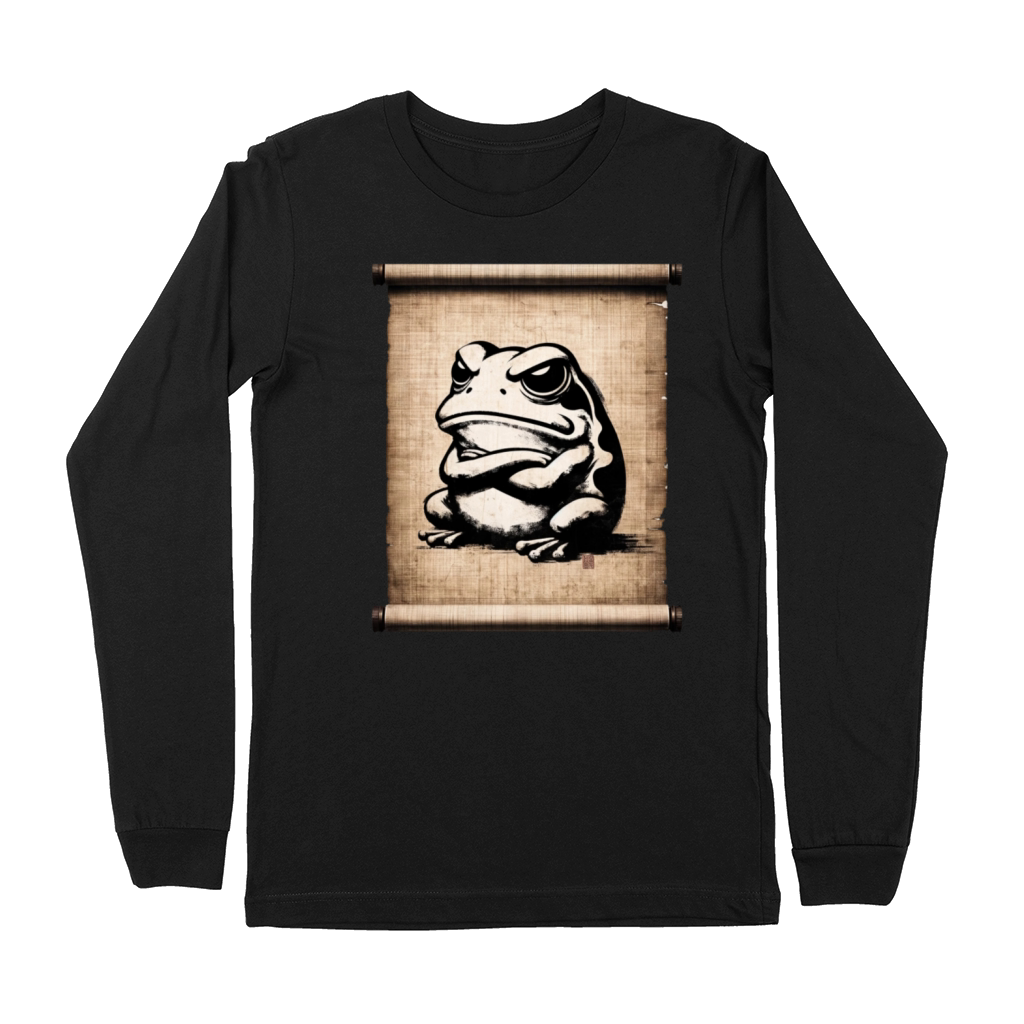 Classic Grumpy Frog Scenery Papyrus Scroll Premium Long Sleeve